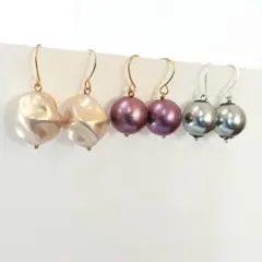 (5) 3点セット　ピアス　イヤリング　パール　ハンドメイド　まとめ売り