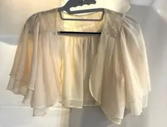 アイボリー シフォンカーディガン フレアスリーブ　ボレロ