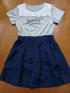 グレーとネイビーのワンピース 150