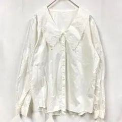 GU【M】 ブラウス 襟レース ビックカラーシャツ 長袖シャツ （美品）