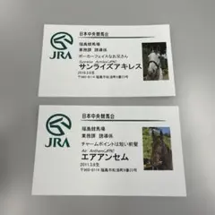 JRA 福島競馬場　誘導馬　名刺　エアアンセム　サンライズアキレス　2枚