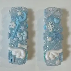 iQOSケースデコ イルマiワン 水色×白 埋めつくし