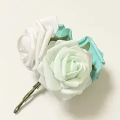 인공 꽃 장미 4 개, 에메랄드, 그린, 화이트