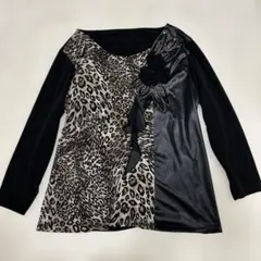 社交ダンスレッスンウェア　レオパード柄長袖　おしゃれな普段着にも