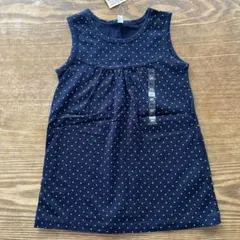 無印良品　水玉ノースリーブチュニック　ベビー　ネイビー　90