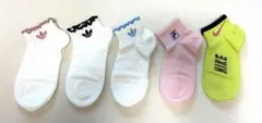 【新品】adidas、FILA 、NIKE、レディースカラフルソックス5足セット