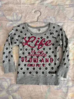 花柄プリント グレー 長袖カットソー 120