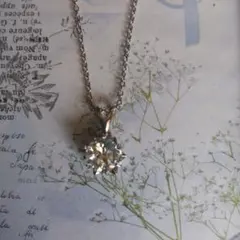 スワロフスキークリスタル8mmクリア 6つ留めラウンドカットネックレス