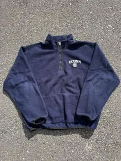 古着champion ハーフジップ スウェットネイビーカレッジロゴ