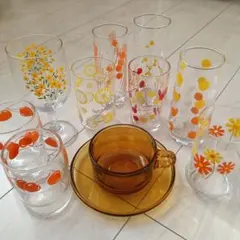 昭和レトロ♡ビタミンカラー♡グラス/コップなど10点セット♡まとめ売り