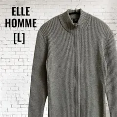 [ELLE HOMME]ドライバーズニット フルジップアップ リブ編 グレー L