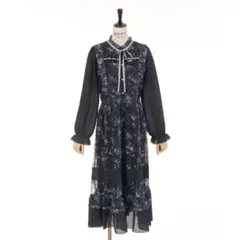 axes femme フラワープリントレーシーOP 黒