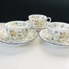 ミントン　ハドンホール  ブルー　ティーカップ　３客セット