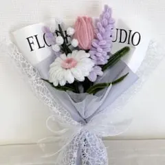 モールフラワー ハンドメイド 花束 ブーケ 枯れない花 卒業 ギフト 紫 ピンク