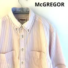McGREGOR マックレガー　半袖シャツ Mサイズ ピンク ストライプ 古着