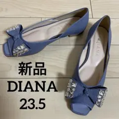 DIANA ビジュー付き オープントゥパンプス ブルーのサムネイル