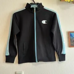 キッズ Champion ジップアップジャケット 黒/水色