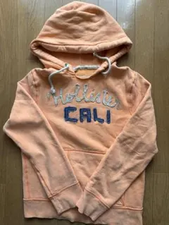 ホリスター Hollister オレンジ色パーカー　米国購入 刺繍ロゴ 希少
