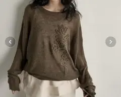 フラワーエンブロイダリーシアーニットプルオーバー　THE YOn