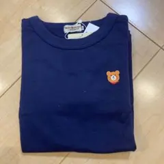 新品　ミキハウスダブルビー　クマ刺繍 ネイビー 長袖カットソー