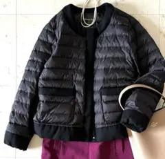 西川ダウン ナノユニバース ノーカラーダウンジャケット