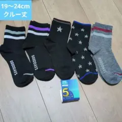キッズ靴下 5足セット クルー丈　19〜24cm