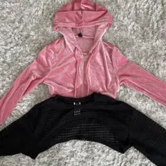 SHEIN ベロアパーカー メッシュトップス 2点セットのサムネイル