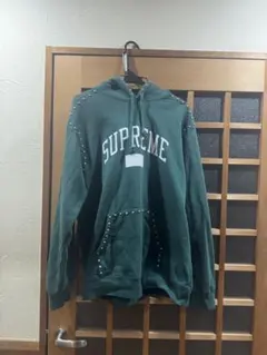 SUPREME スタッズ付きフードパーカー ダークグリーン