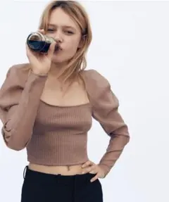 ZARA リブ地トップス