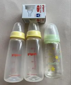 Pigeon哺乳瓶スリムタイプ200ml/プラスチック製2本、ガラス製1本