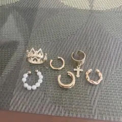 ゴールド色イヤーカフとパールのイヤリング6点セット