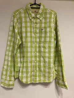 Hollister グリーン チェック 長袖シャツ