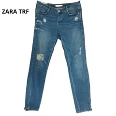 ZARA TRF ダメージデニムパンツ スキニー 刺繍入り ジーンズ M