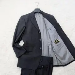 【極美品】英国製高級生地　ネイビー　ストライプ　Lサイズ　エレフィット　秋冬