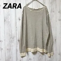 【ザラ】長袖シャツ　ロンT ボーダー　L　カジュアル　カットソー