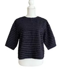 美品　ユナイテッドアローズ　ネイビー　フリル　プルオーバー　ブラウス