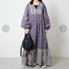 フリークスストア インド 花柄 プリント フロント キルティング ワンピース M