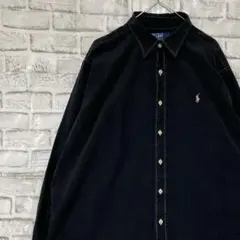ラルフローレン長袖シャツ！ブラックXL ロゴ刺繍 0130