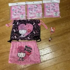 ハローキティ ストラップチャーム巾着袋とハンカチセット