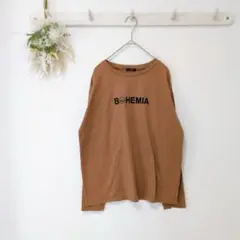 美品 ザンパ 【M】 コットンシャツ ロンT ロゴシャツ 綿100% ブラウン