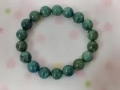 タイムサービス！天然石木化石ビーズ ブレスレット 青緑色約11mm