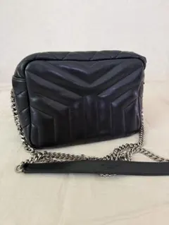 SAINT LAURENT ブラック レザー ショルダーバッグ サンローラン