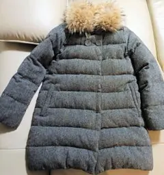 アーバンリサーチレディースダウンジャケットコートファーツイードリアルファー襟