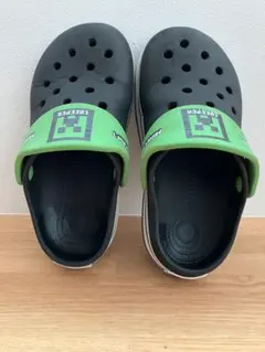 Minecraft Creeper サンダル 黒/緑　20センチ　クロックス風