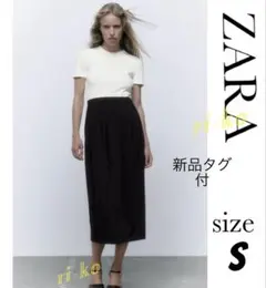 【新品タグ付】ZARA♪ホワイト/ブラック 異素材半袖ワンピースXS