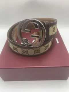美品 GUCCI グッチ　ベルト　インターロッキング　GG キャンバス
