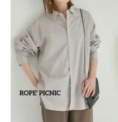 【新品】ROPE' PICNIC 洗える パールシャツ ベージュ M