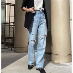 【人気】ヤヌーク ダメージストレートデニム ボーイズ LEA ストレッチM 25 人気】ヤヌーク ダメージストレートデニム ボーイズ LEA ストレッチM