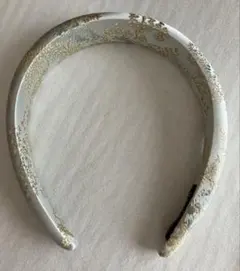 ヘアアクセサリー カチューシャ ライトブルー 金刺繍入り　レディース　【新品】