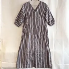 KBF ストライプワンピース　七分袖　サイズS